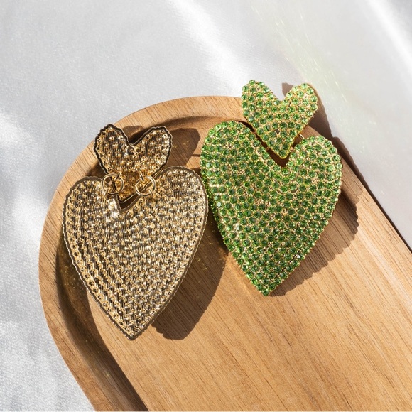✨For Love and Lemons Adela Rhinestone Heart Earrings - Picture 4 of 5